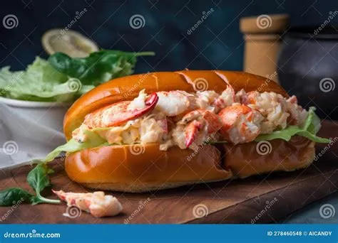  Lobster Roll - Świeże Ow owoce morza w puszystym cieście, idealne połączenie tekstury i smaku!